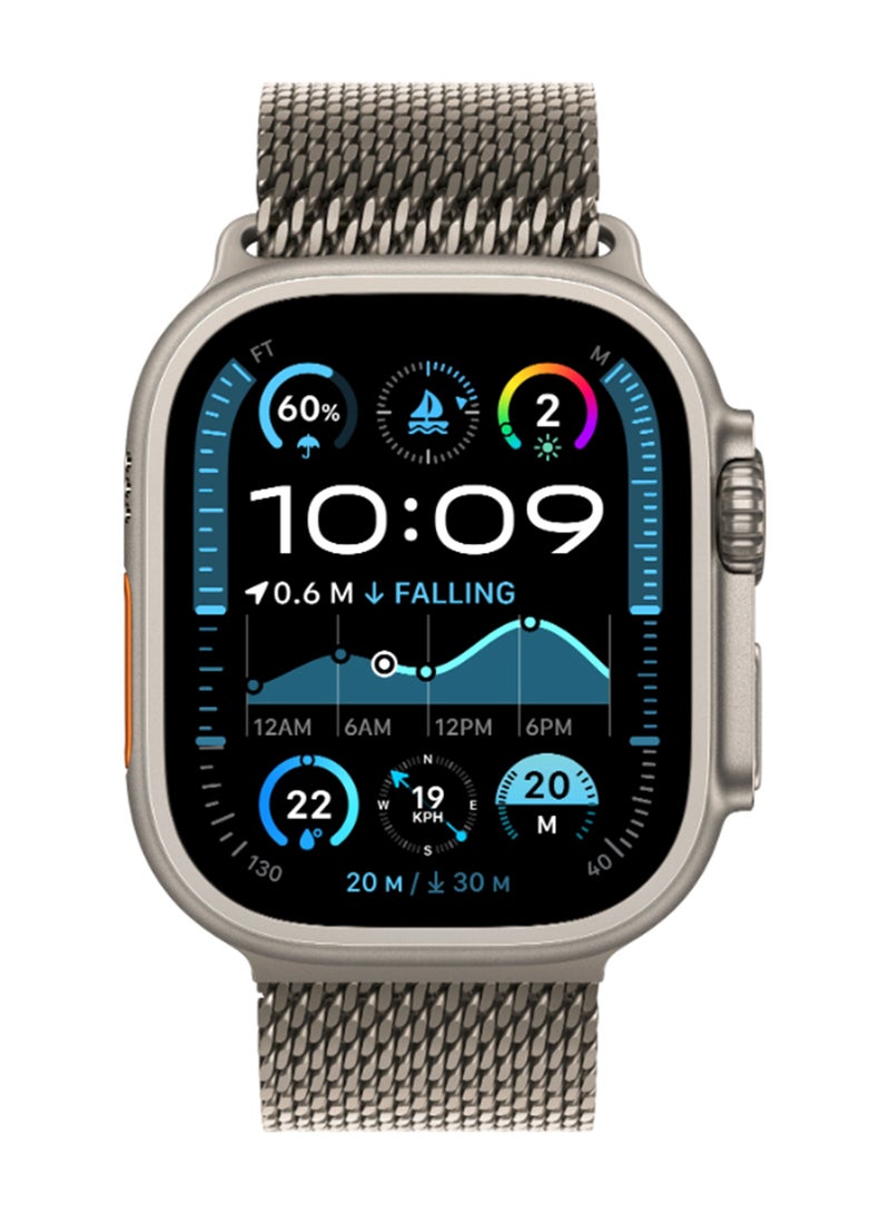 Apple Watch Ultra 2 (2024) GPS + Cellular 49mm Natural Titanium Case With Natural Titanium Milanese Loop - L - Image 2