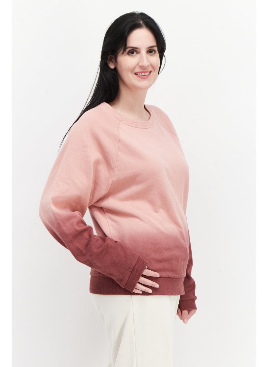 Marc New York Women Crew Neck Long Sleeve Ombre Sweatshirt, Pink  - Image 3