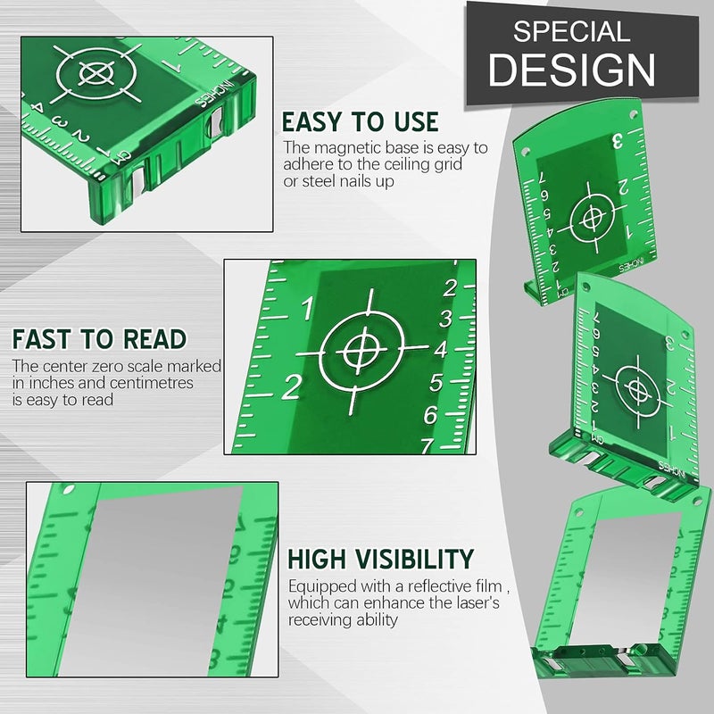 TOODOO 4 Pieces Laser Targets Magnetic Floor Laser Targets Plate Laser Card with Stand for Green Laser Level Red Laser Level to Enhancing the Visibility - Image 3