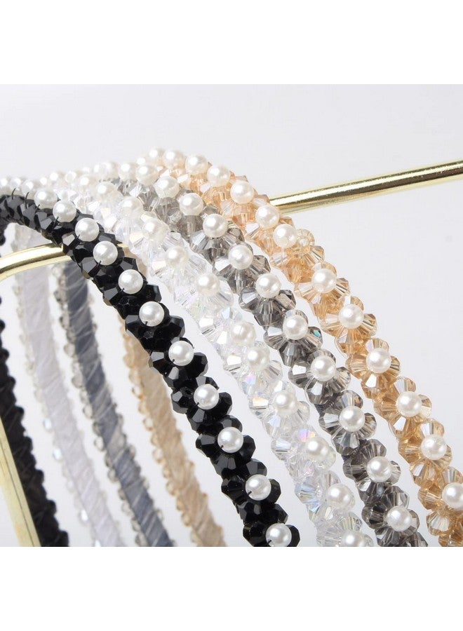 Cuizhiyu 4 Pk Crystal Rhinestone Headbands For Women Girls Double Rows Sparkly Beaded Hair Hoops Clear Weave Narrow Hair Bands Hair Accessories (Color C)  - Image 4