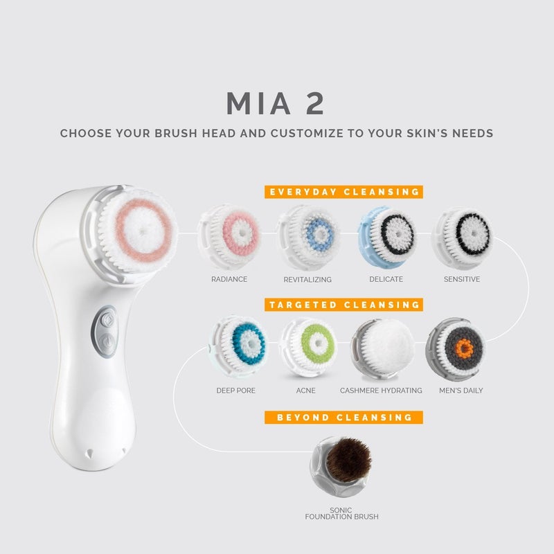 Clarisonic جهاز تنظيف الوجه بالموجات الصوتية كلاريسونيك ميا 2، سرعتان، أبيض - Image 3