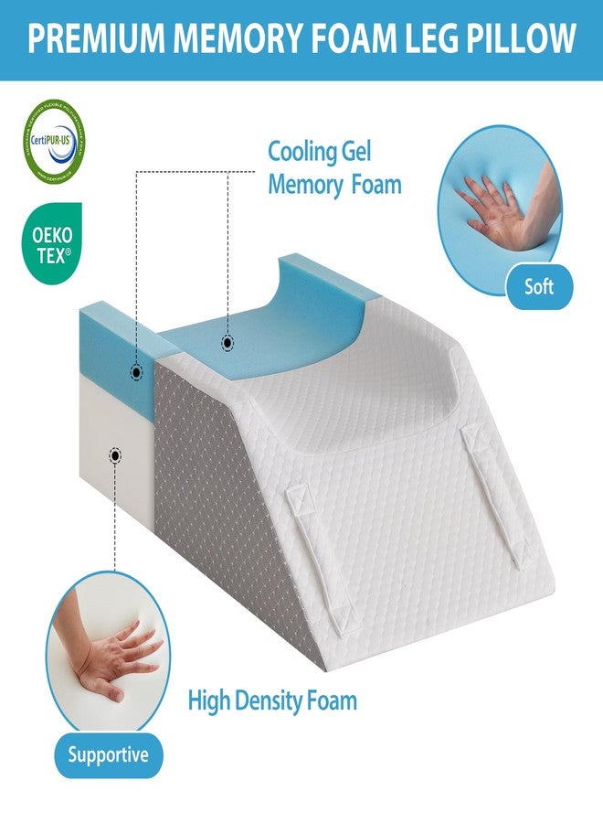 MEGCXIT Double Leg Elevation Pillows for After Surgery, Memory Foam Leg Elevating Pillow, Leg Pillow Elevation Blood Circulation, Knee Pillow Wedge Pillow for Back Knee Hip Ankle Pain Relief, White/Grey - Image 3
