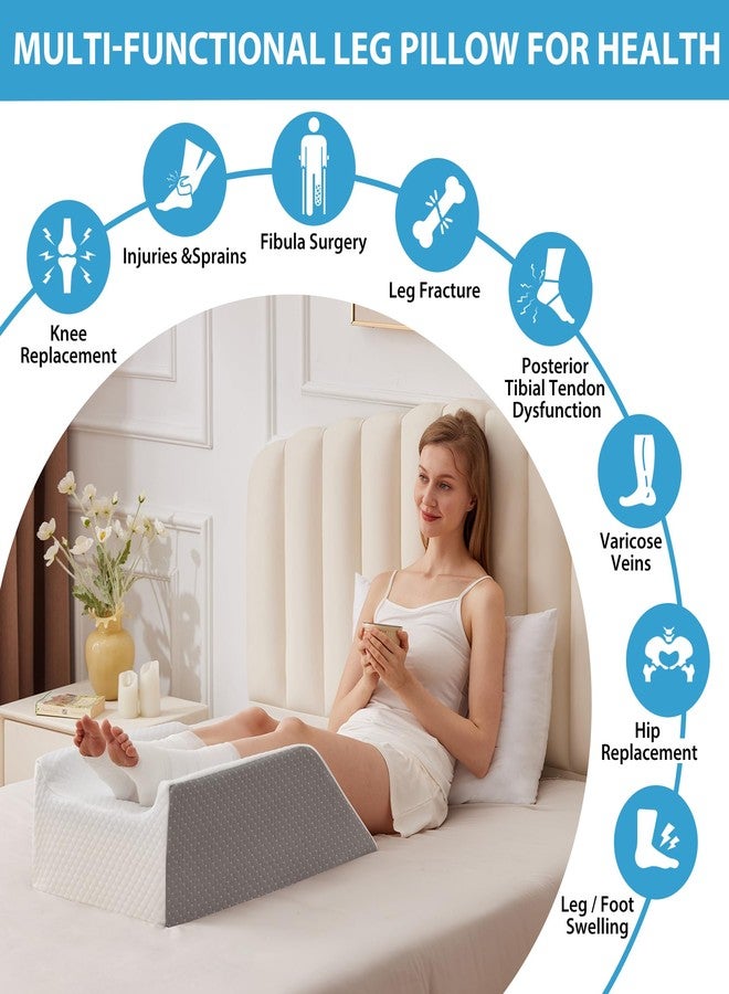MEGCXIT Double Leg Elevation Pillows for After Surgery, Memory Foam Leg Elevating Pillow, Leg Pillow Elevation Blood Circulation, Knee Pillow Wedge Pillow for Back Knee Hip Ankle Pain Relief, White/Grey - Image 4
