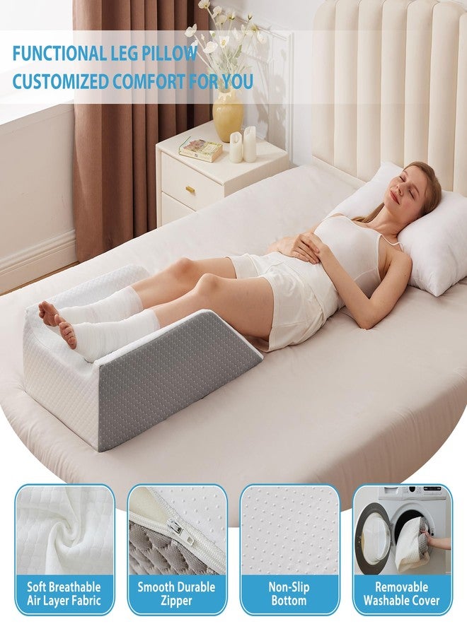 MEGCXIT Double Leg Elevation Pillows for After Surgery, Memory Foam Leg Elevating Pillow, Leg Pillow Elevation Blood Circulation, Knee Pillow Wedge Pillow for Back Knee Hip Ankle Pain Relief, White/Grey - Image 5