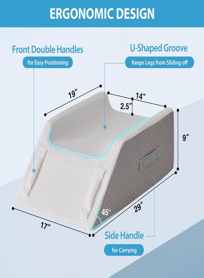 MEGCXIT Double Leg Elevation Pillows for After Surgery, Memory Foam Leg Elevating Pillow, Leg Pillow Elevation Blood Circulation, Knee Pillow Wedge Pillow for Back Knee Hip Ankle Pain Relief, White/Grey - Image 2