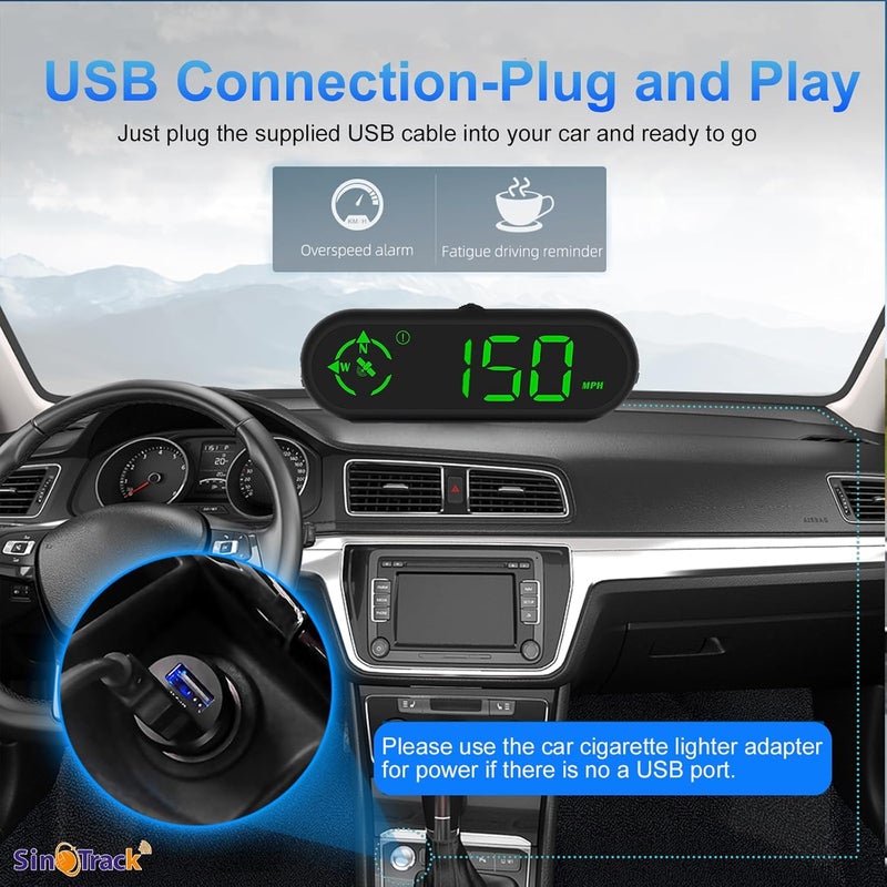 SinoTrack Digital GPS Speedometer with Heads-Up Display and Over Speed Alarm - Image 3