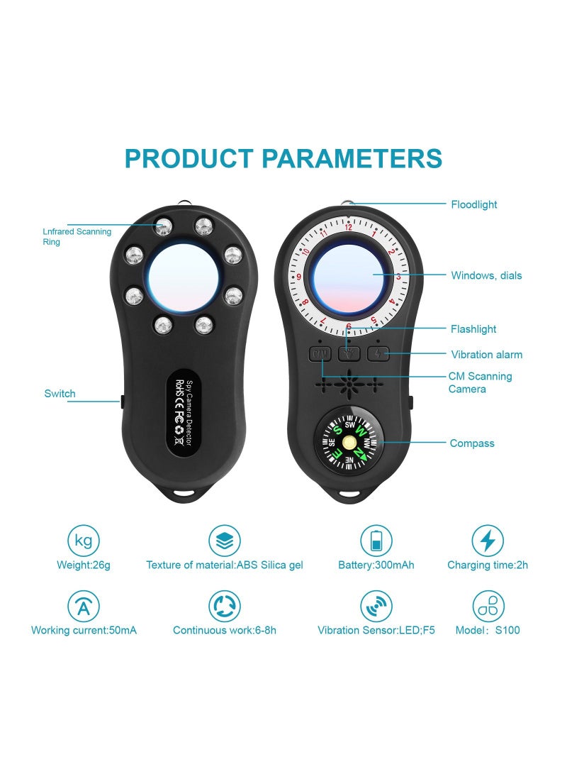 AROAQ Surveillance Camera Detector Wireless Signal Portable Infrared Scanning Detector Multi-Functional Alarm Sensor - Image 4