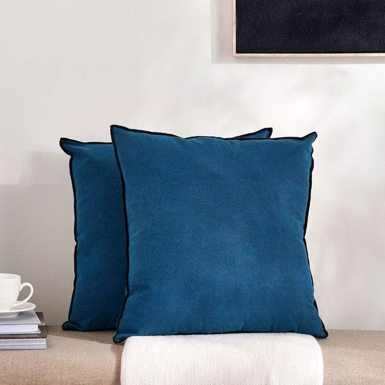 Pan Home أغطية الوسائد - أزرق الطاووس، مجموعة من قطعتين