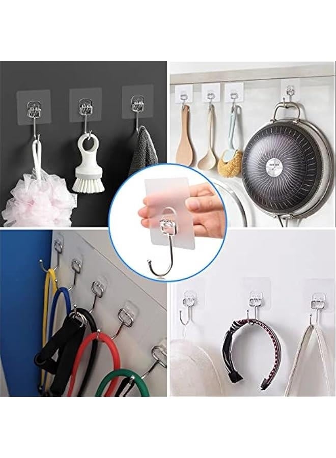 30-Pack All-Purpose Adhesive Hooks for Hanging, Heavy Duty Hooks 37 lb(Max),Sticky Wall Hooks fit Home, Bathroom, Kitchen, Office and Outdoor  - Image 2