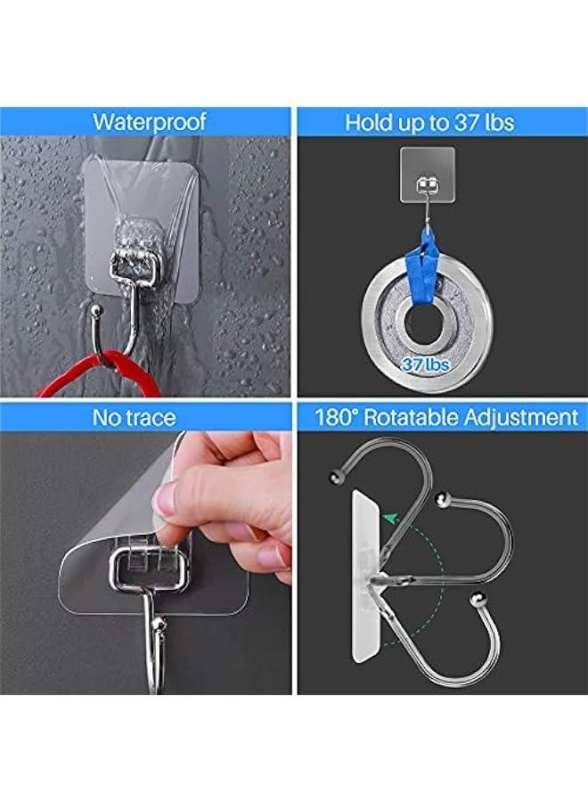 30-Pack All-Purpose Adhesive Hooks for Hanging, Heavy Duty Hooks 37 lb(Max),Sticky Wall Hooks fit Home, Bathroom, Kitchen, Office and Outdoor  - Image 3