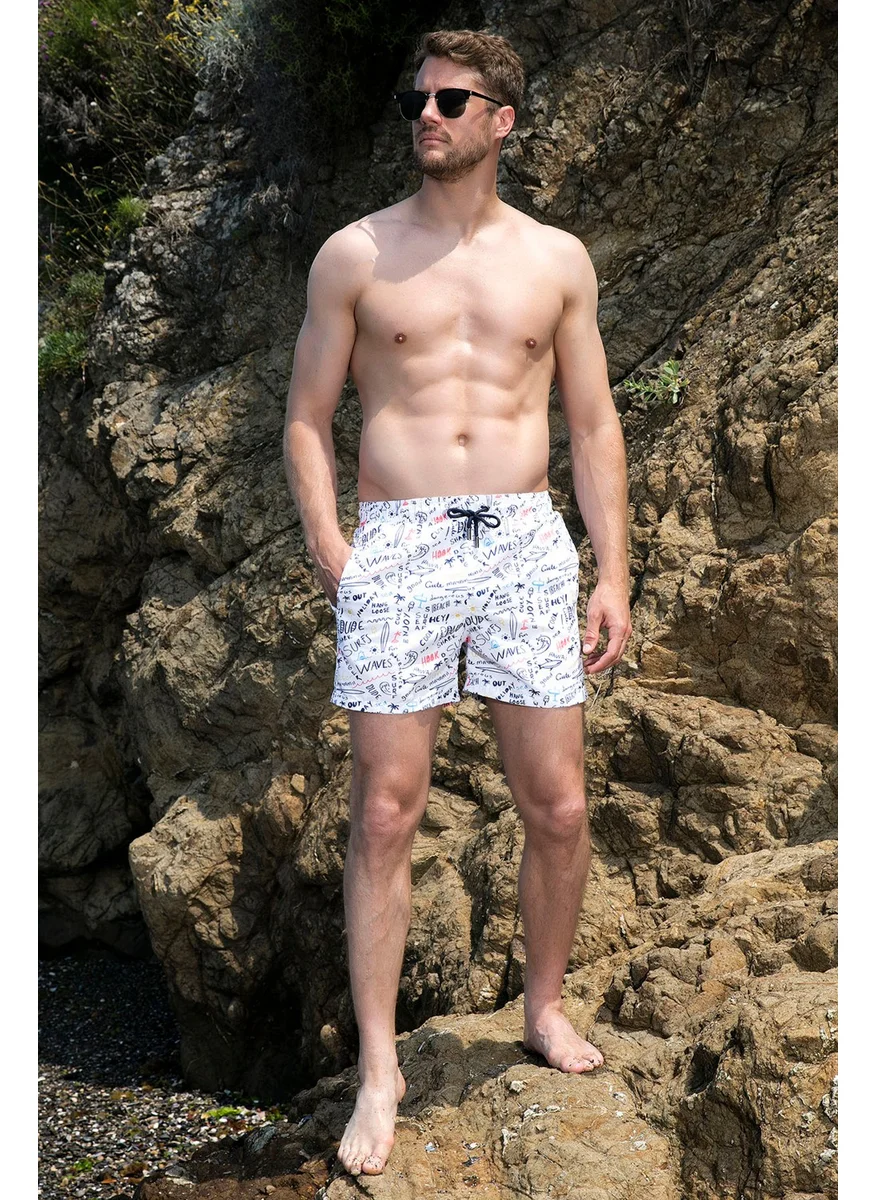 Buratti Text Printed Swim Shorts with Waistband Pocket Swimsuit Short Men's Swimsuit Short 380M411