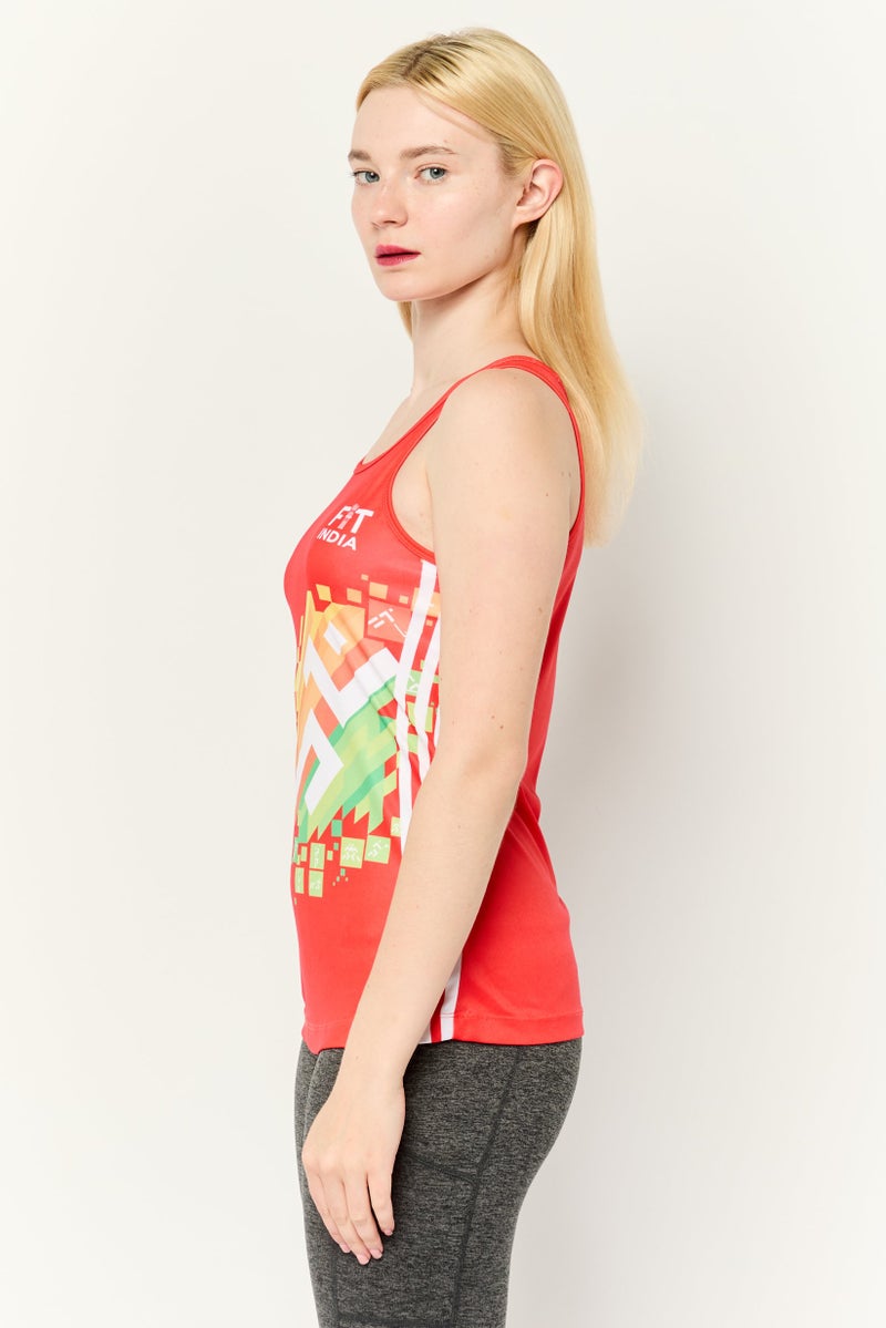 Adidas Women Sportswear Fit Sleeveless Outdoor Jersey, Red - Image 3