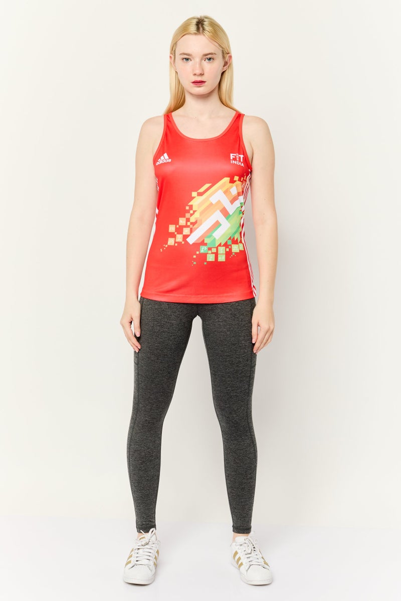 Adidas Women Sportswear Fit Sleeveless Outdoor Jersey, Red - Image 2