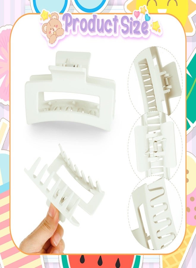 ولهيف مشابك شعر مستطيلة الشكل من WLLHYF مقاس 3.5 بوصة، مشابك شعر سوداء غير لامعة مانعة للانزلاق، مشابك شعر مربعة الشكل من التسعينيات، إكسسوارات شعر قوية التثبيت للشعر الكثيف والخفيف والمجعد، للفتيات المراهقات والنساء (أبيض) - Image 2