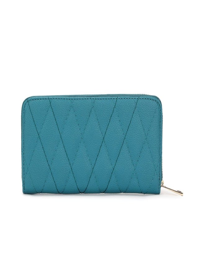KLEIO Quilted PU Leather Bi Fold Zip Closure Multi Pockets and Slots Clutch Wallet for Women Ladies(HO5009KL-OG)(Olive Green) - Image 4