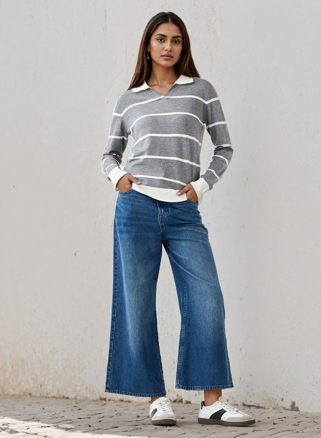 تواكستريمز كنزة مخططة بياقة - Image 2