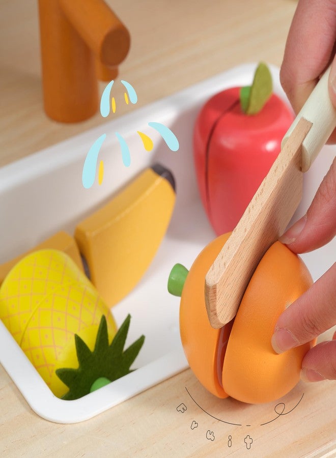 PairPear Wooden Toys Play Food Sets for Kids Kitchen, Kids Toy Food Cutting Fruit Set for Toddlers 3+ Years Old, Pretend Food Play Kitchen Accessories for Girls and Boys - Image 5