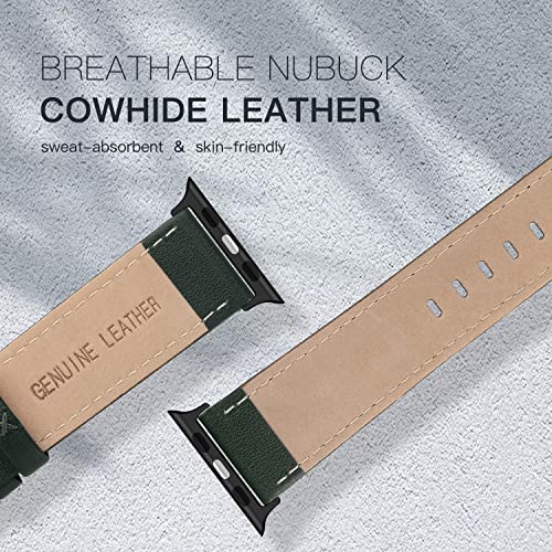 EDIMENS Leather Bands Compatible with Apple Watch 46mm 45mm 44mm 42mm(Series 1 2 3) Band Men Women, Vintage Genuine Leather Wristband Replacement Band Compatible for Apple Watch iwatch Series 10 9 8 7 6 5 4 SE2 SE - Image 4