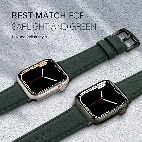 EDIMENS Leather Bands Compatible with Apple Watch 46mm 45mm 44mm 42mm(Series 1 2 3) Band Men Women, Vintage Genuine Leather Wristband Replacement Band Compatible for Apple Watch iwatch Series 10 9 8 7 6 5 4 SE2 SE - Image 5
