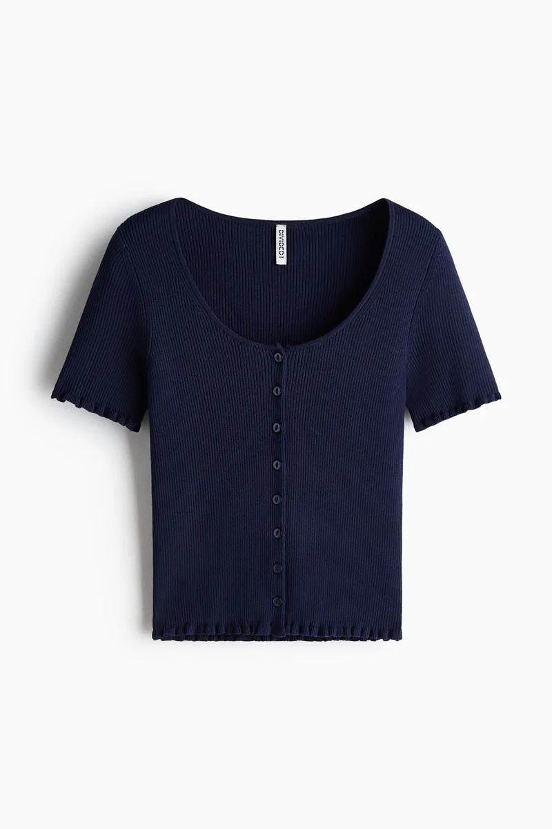 اتش اند ام كارديغان بأكمام قصيرة من قماش مرن