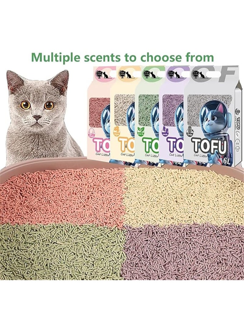 3 Pack Tofu Cat Litter, Flushable Clumping Cat Litter 100% Natural Bentonite, Scented Ultra Absorbent Bentonite Kitty Litter, Low Dust, Fresh Scented, Odor Control (3Pack × 6L, Peach) - Image 2