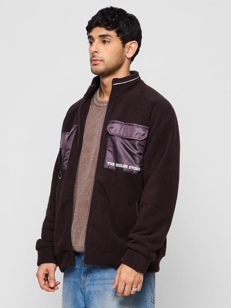 The Souled Store Utility Jacket : Plum Long Sleeve Button Front Jackets for Men and Boys - Image 3