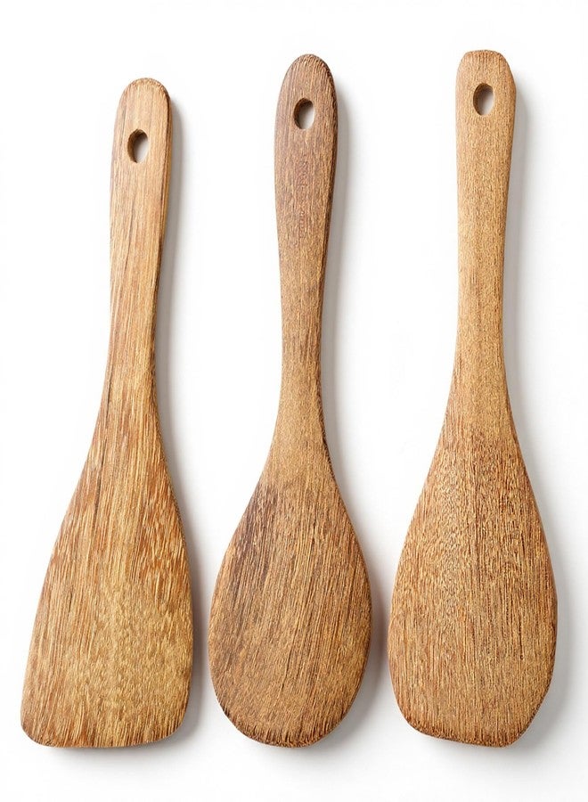 Zelphvt 3 Pcs Wooden Rice Paddle 8.7" Non stick Rice Spoons Rice Serving Spoon Versatile Cooking Spoon, Small Wooden Utensils Curved Food Spatula for Kitchen Cooking - Image 1