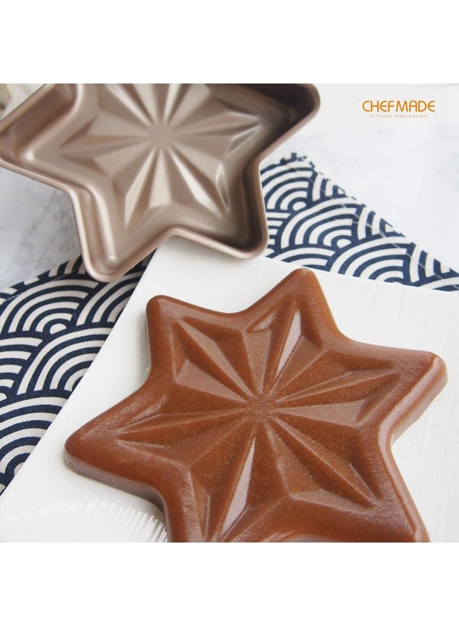 شيف ميد صينية كيك على شكل نجمة، مقاس 8 بوصة، سطح ماسي غير لاصق، خبز الكيك واللحوم للفرن والخبز الفوري (ذهبي شامبانيا) - Image 4