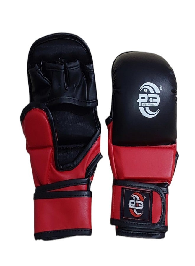 PE MMA Fighting Gloves | Shock Absorbing Padding | Training Variant (M, Red) - Image 3