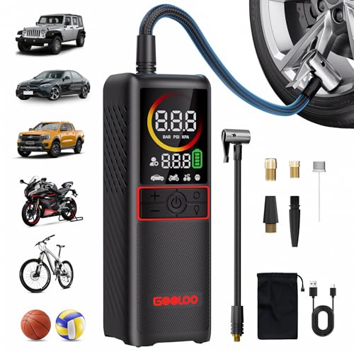 GOOLOO GT160 Tire Inflator Portable Air Compressor, 4X Faster 160PSI Portable Air Pump for Car Tires, Cordless Tire Pump with Digital Pressure Gauge for Cars, Bikes, Balls, Motorcycles,Auto-Shutoff - Image 1