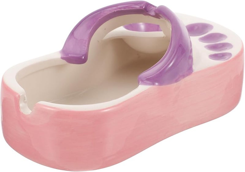 منفضة سجائر على شكل شبشب خزفي أرجواني، حامل سجائر زخرفي لغرفة المعيشة والمنزل - Image 1