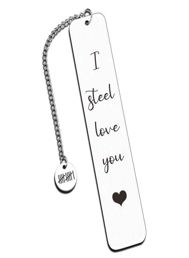 Perleddom 11 Year Steel Anniversary Bookmark Gifts for Her National Boyfriend Day Gifts Birthday Gift for Her Him Steel Anniversary GIF for Husband Wife Christmas Stocking Stuffers for Women Men Girlfriend - Image 1