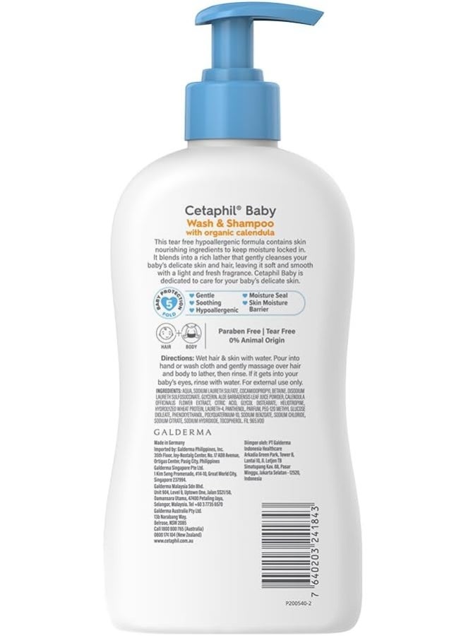 Cetaphil Baby Wash And Shampoo, Moisturizer Gentle Cleanser, Foaming Wash With Organic Calendula, Unscented, 400Ml - Image 2