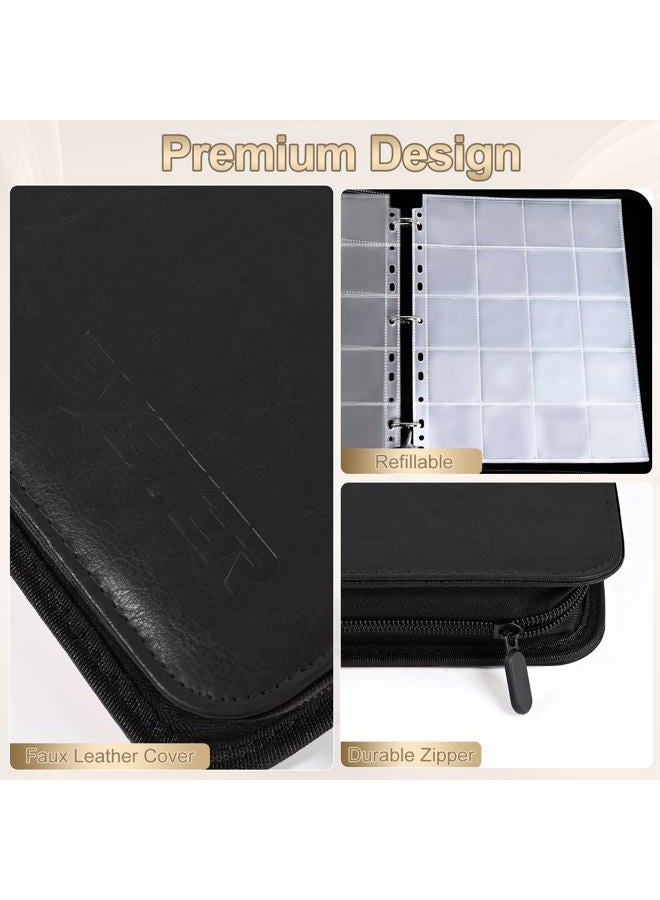 BYSTER Coin Collection Book, 30 Pack 600 Pockets Coin Sleeves, Coin Collection Holder Album, Coin Collection Organizer Storage Box Case (Coin Flips Not Included), Black - Image 3