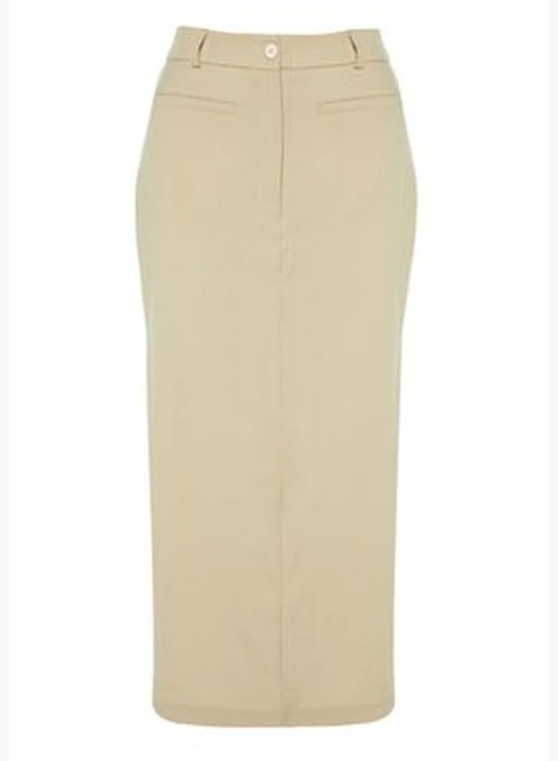 trendyol Beige Limited Edition High Quality Woven Midi Skirt TWOAW24ET00288