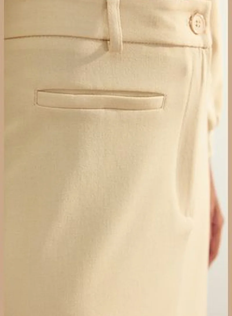 trendyol Beige Limited Edition High Quality Woven Midi Skirt TWOAW24ET00288