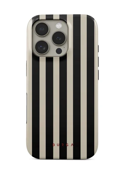BURGA iPhone 16 Pro Max Case, 2 Piece Hard Shell + TPU Silicone Interior, Shock Absorption, All Port Accessible, Raised Bezel For Screen & Camera Protection, Never Fading HQ Print,Prophecy, black and white stripes