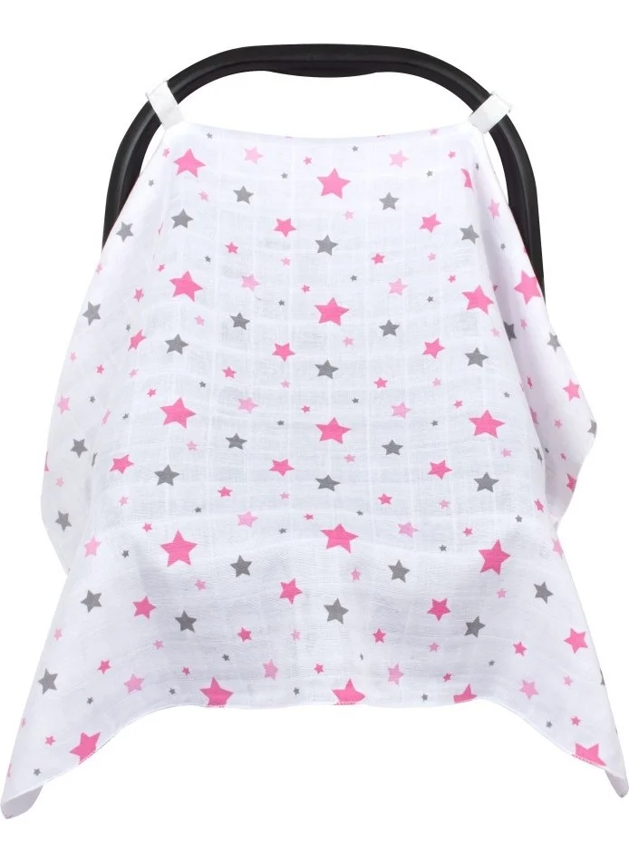 Sevi Bebe Muslin Stroller and Baby Carrier Cover Art-41 Starburst Pink