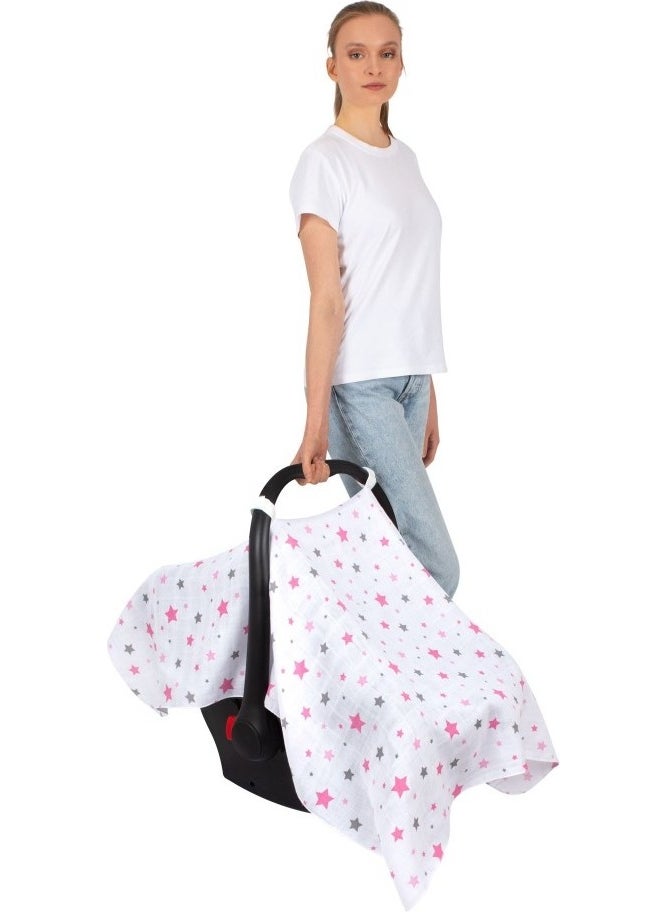 Muslin Stroller and Baby Carrier Cover Art-41 Starburst Pink - pzsku/ZE65024D894ADBF5DF751Z/45/_/1730899558/0486e3b1-0b69-4621-a2da-36750afd7f1a