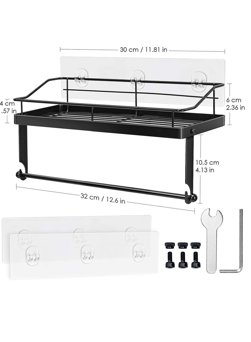SYOSI Paper Towel Holder With Shelf Storage Adhesive Wall Mount 2-In-1 Durable Metal Wire Design For Kitchen Shower Bathroom Organizer  - Image 4