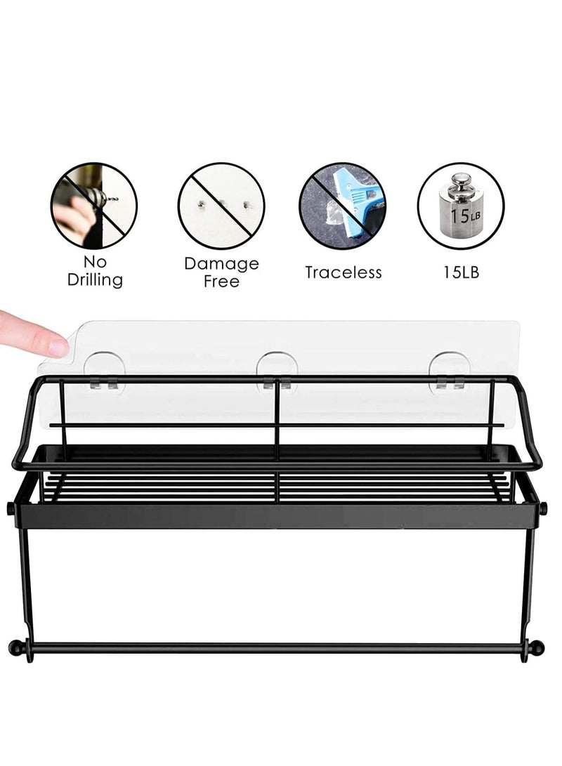 SYOSI Paper Towel Holder With Shelf Storage Adhesive Wall Mount 2-In-1 Durable Metal Wire Design For Kitchen Shower Bathroom Organizer  - Image 3
