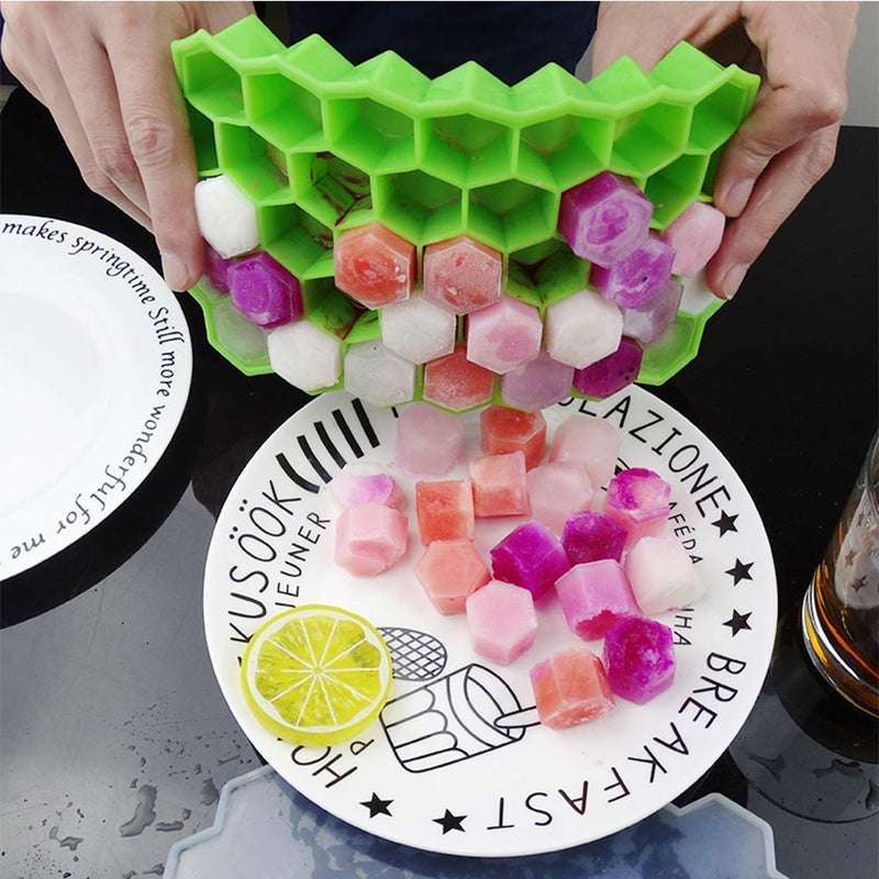 Kitchenwell Kitchenwell Smart Ice Cube Tray with Flexible Ice Mold Trays Flexible Honeycomb Design 37 Cavity Ice Cube Tray Multicolor Pack of 1  - Image 4