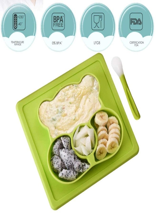 NILKANTH Nil KANTH - Placemat Silicone Feeding Plate for Toddlers, Easily Wipe Clean (Green) - Image 3