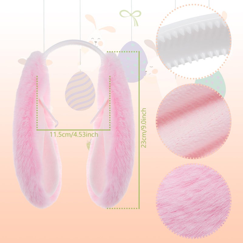 HPMAISON Bunny Ears Headbands for Women Cute Rabbit Ears Easter Hairband Black Big-Eared Rabbit Plush Cosplay Costume Furry Headband Party Accessories Halloween Christmas Theme Masquerade Party Favors - Image 2