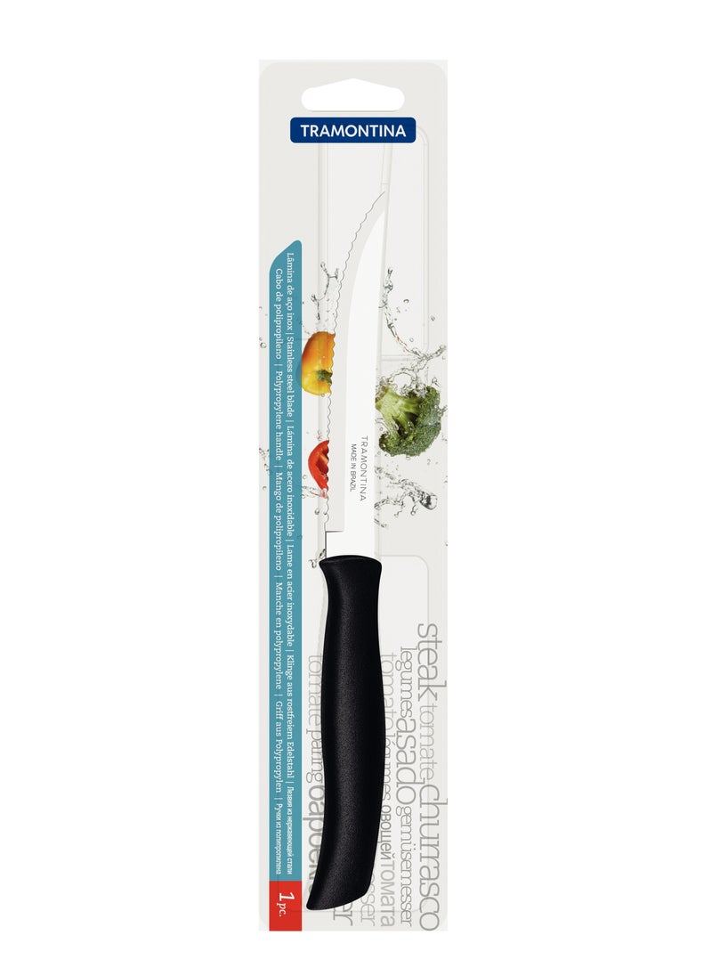 TRAMONTINA - Since 1911,Made in Brazil- Athus 5 Inches Steak Knife with Stainless Steel Blade and Black Polypropylene Handle - Image 1