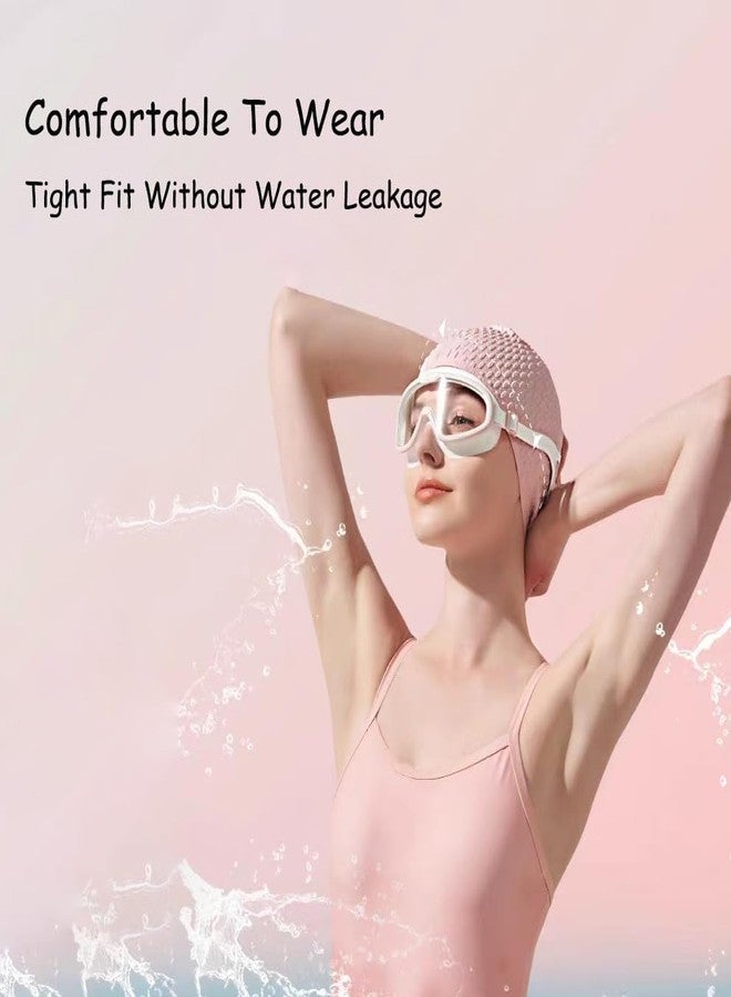 Peziang 2 Packs Comfortable Silicone Swim Cap for Long Hair, Durable Bathing Swimming Cap for Unisex Adults Men Women Kids Boys Girls, Designed for Curly Short Medium Long Hair （Pink + Black） - Image 3