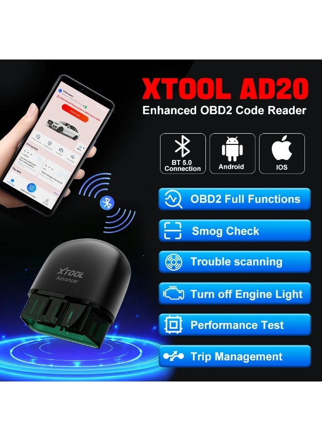 XTOOL XTOOL Advancer AD20 Car OBD2 Scanner Code Reader Diagnostic Tool for iPhone Android Check Engine Light Smog Check Full OBD2 Test  - Image 2