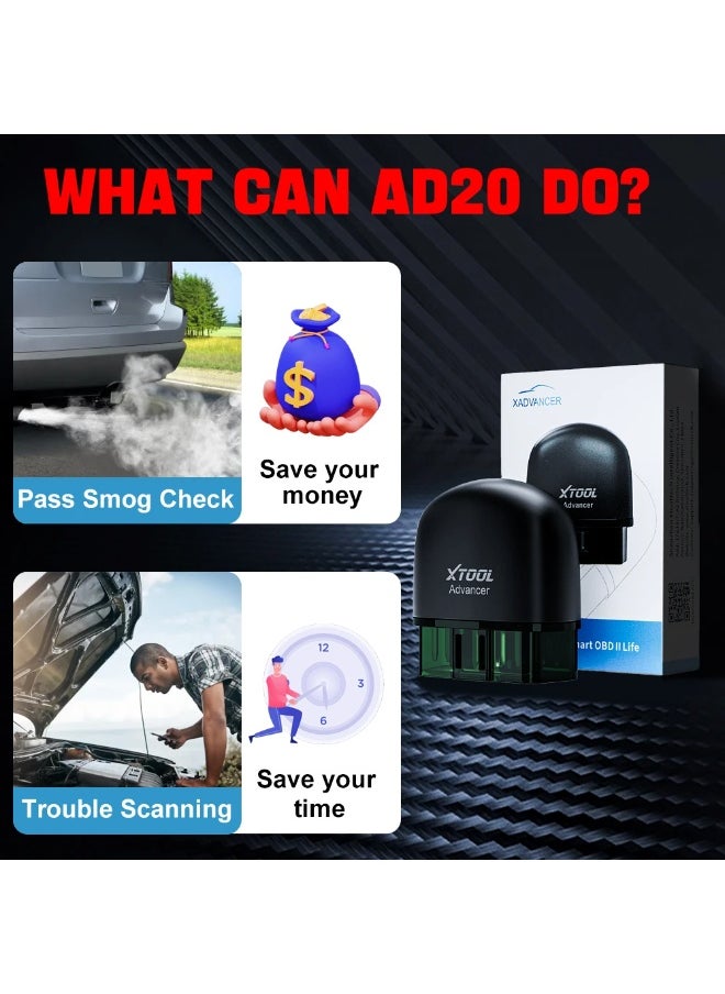 XTOOL - XTOOL Advancer AD20 Car OBD2 Scanner Code Reader Diagnostic Tool for iPhone Android Check Engine Light Smog Check Full OBD2 Test - Image 1
