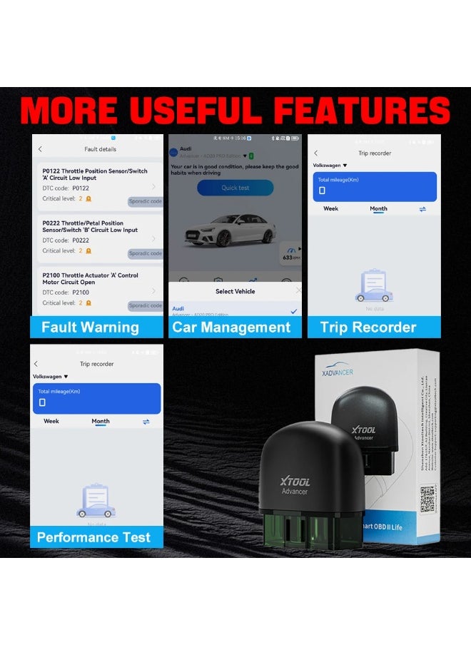 XTOOL - XTOOL Advancer AD20 Car OBD2 Scanner Code Reader Diagnostic Tool for iPhone Android Check Engine Light Smog Check Full OBD2 Test - Image 1