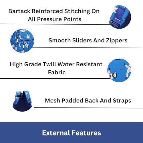 HYDER Kids 20L Zippy Astronaut Backpack Best Stylish Waterproof Lightweight Casual/Picnic/Tuition/School Bag for Children Boys And Girls (Royal Blue) - Image 4